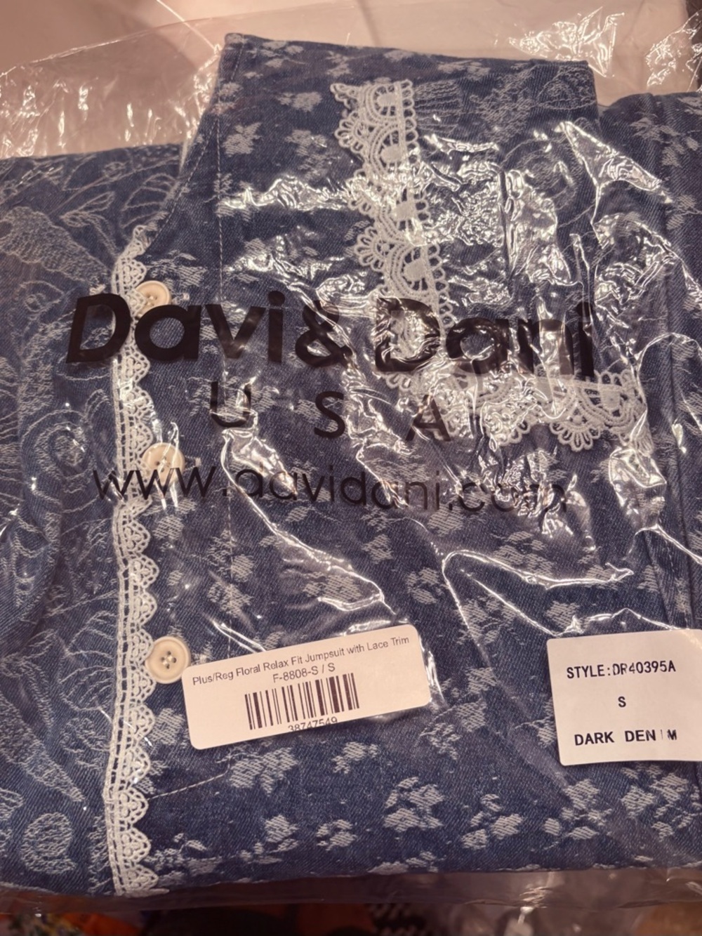 Blue Printed Women’s Denim Overalls - Picture 7 of 8